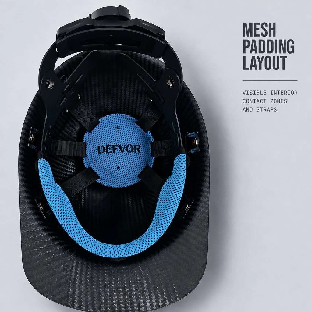 DEFVOR blue breathable mesh suspension and comfort liner