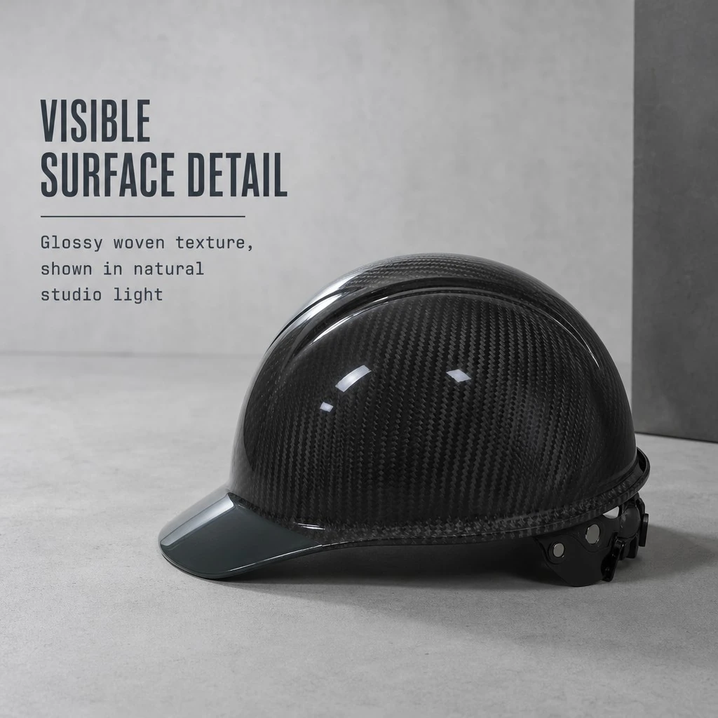 High gloss real carbon fiber weave surface texture and finish
