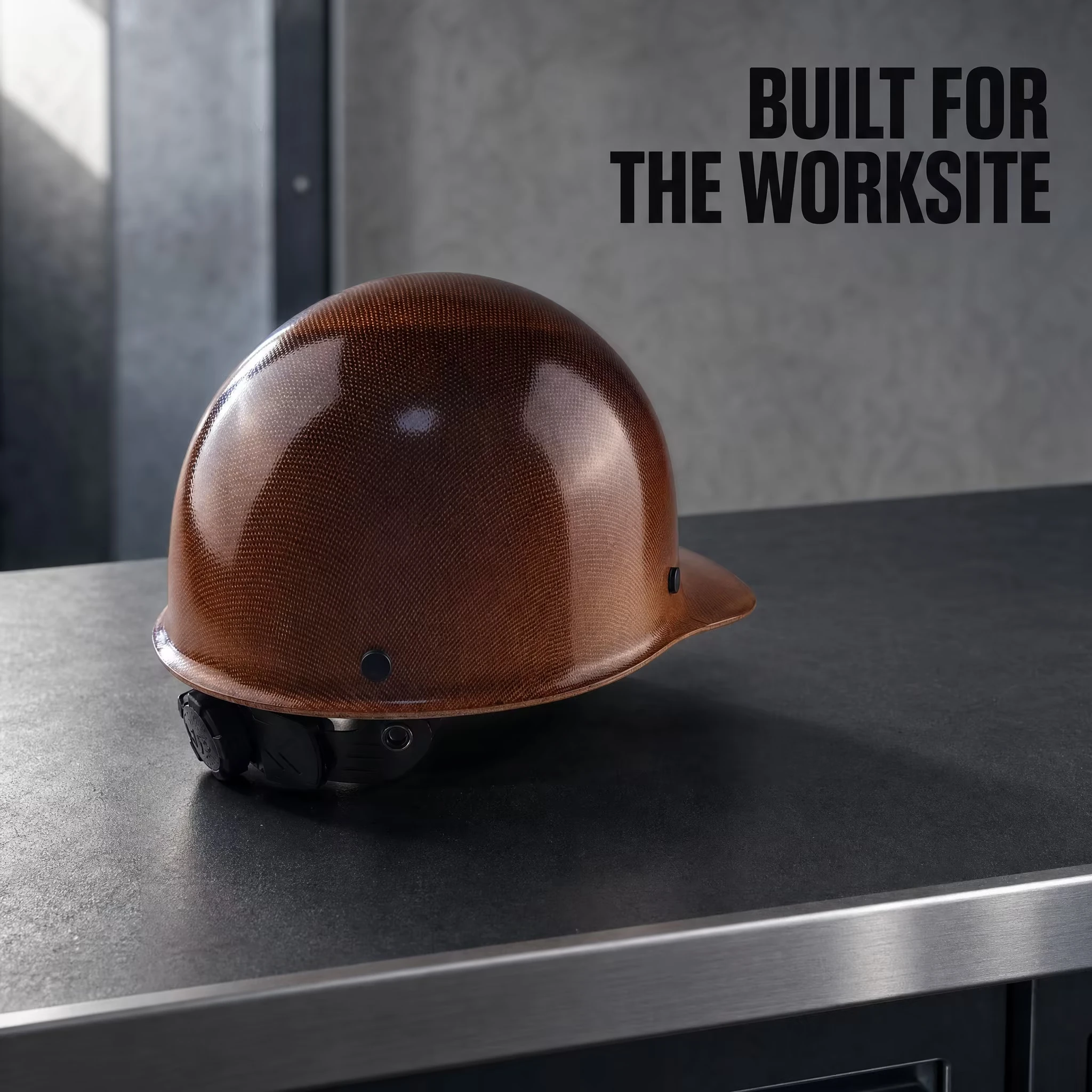 Custom safety helmet in an industrial worksite setting